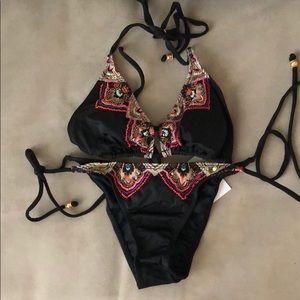 Pilyq bikini with beading and embroidery